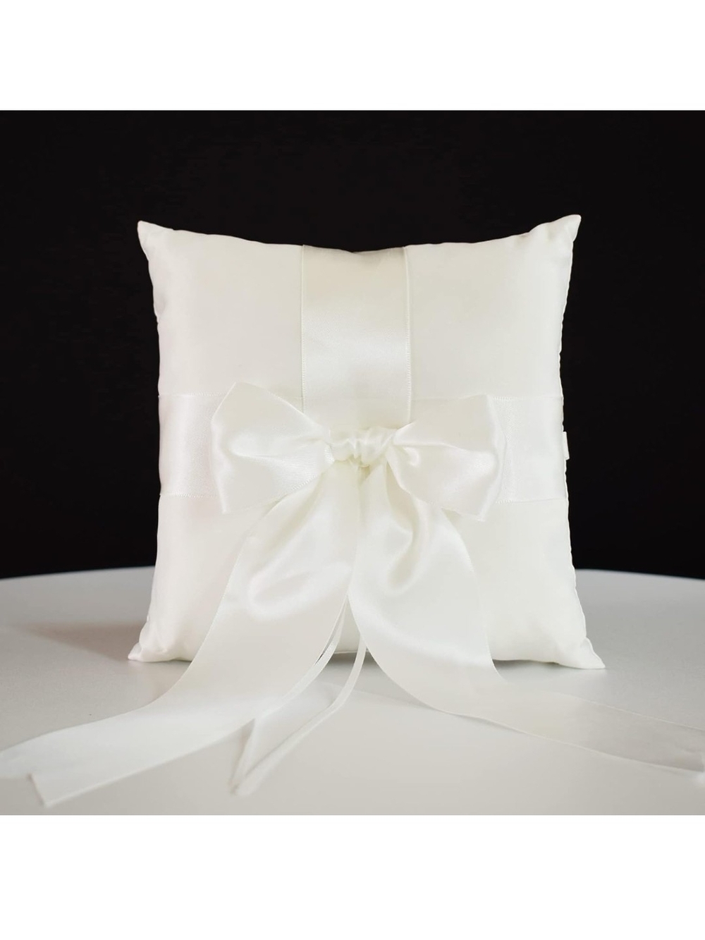 Ivory Satin Ring Bearer Pillow with Bow